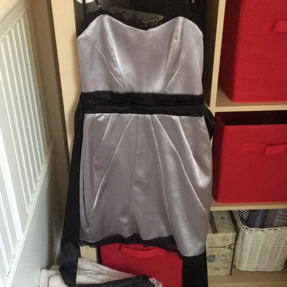 Formal silver dress.